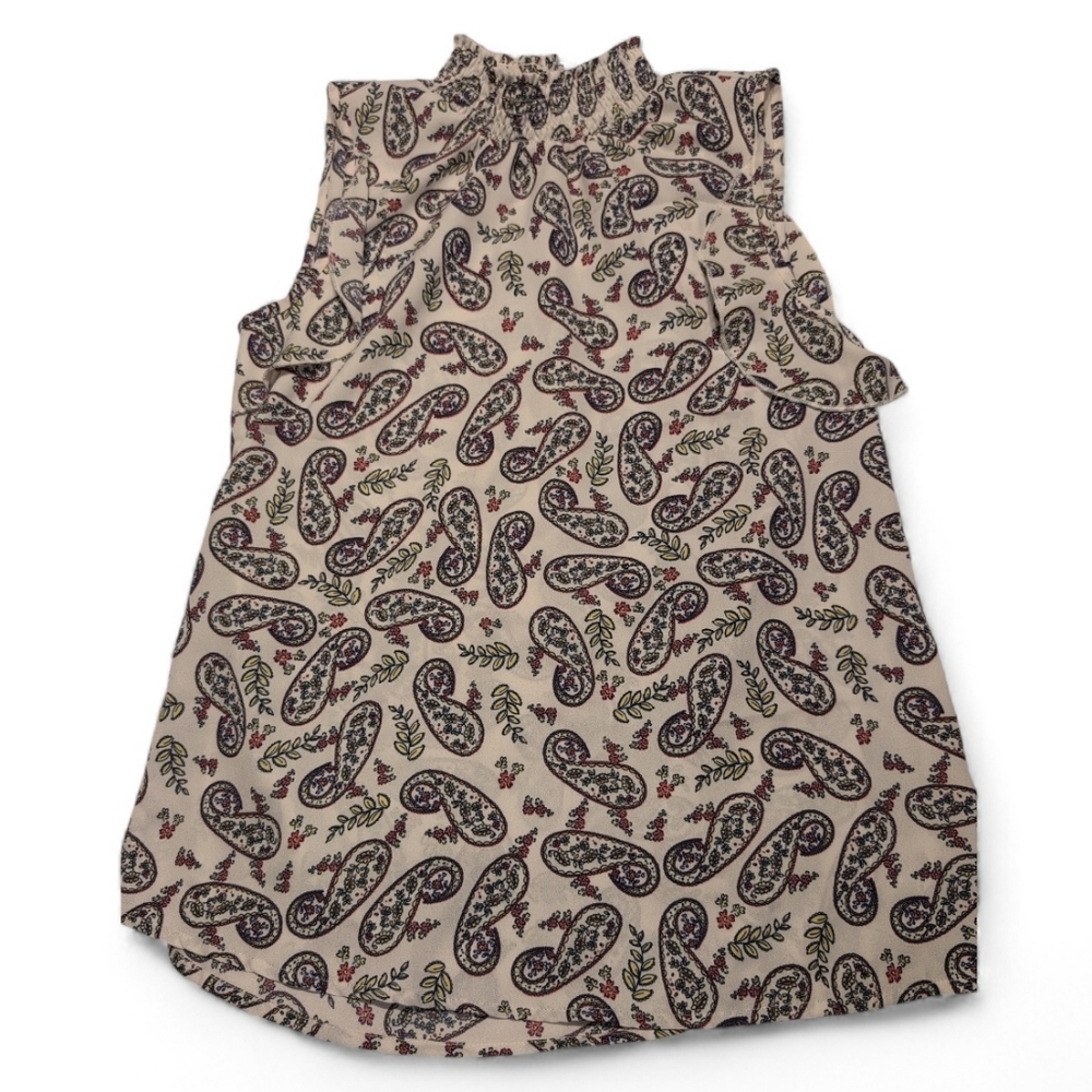 2/$20 Japna Paisley Print Sleeveless Top - Cream, Black And Magenta